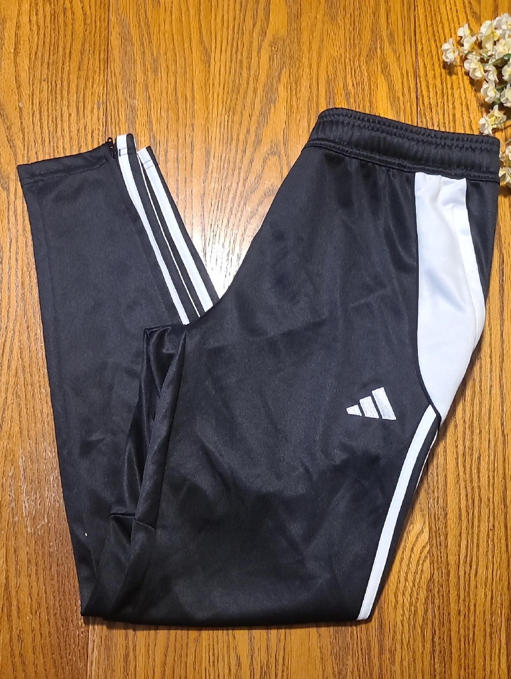 adidas Black & White Soccer Track Pants - Ladies Small